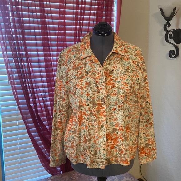 CJ Banks Jackets & Blazers - Coldwater Creek Floral linen & cotton jacket